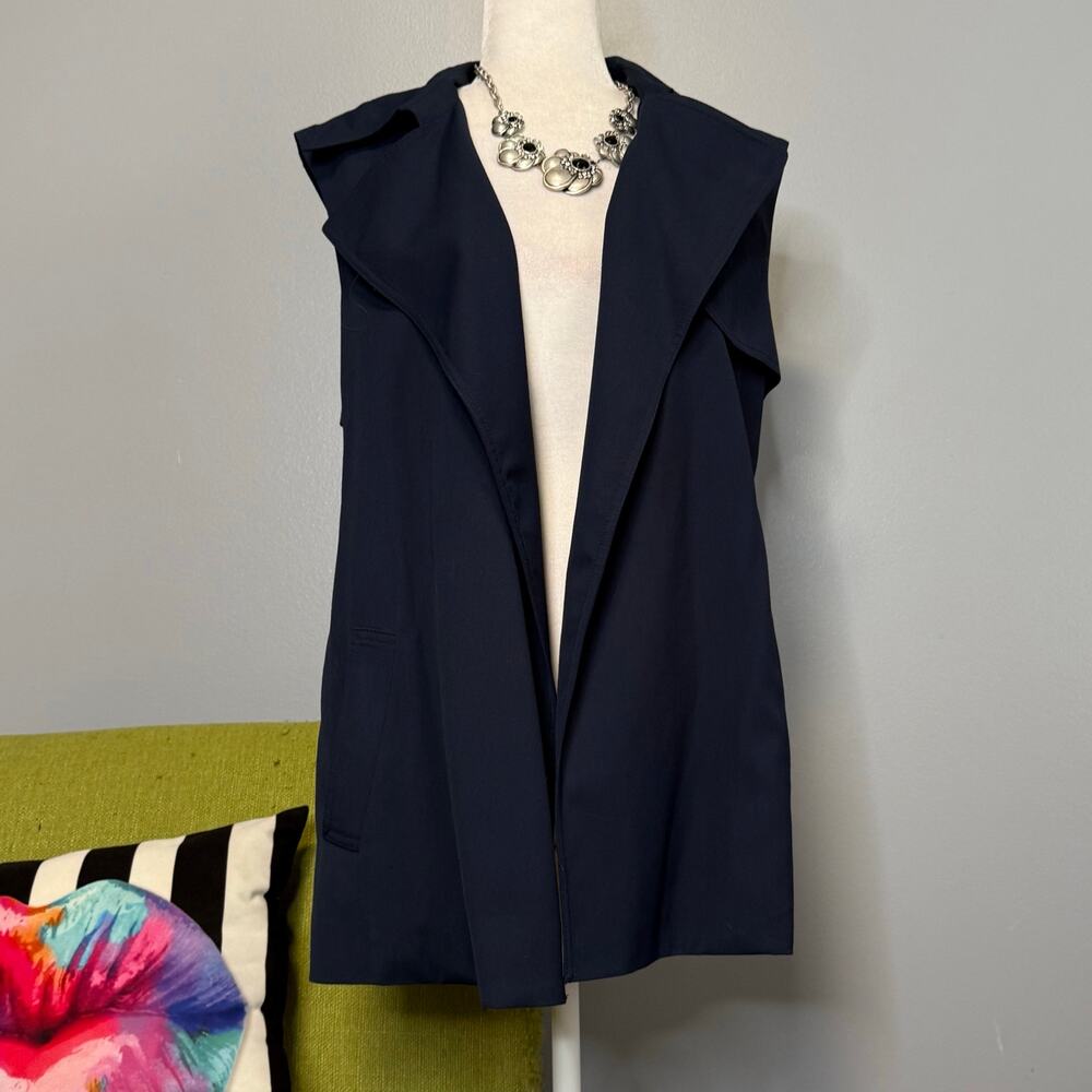 Theory Blue Nieto Debut Trench Style Vest Coat NEW Large
